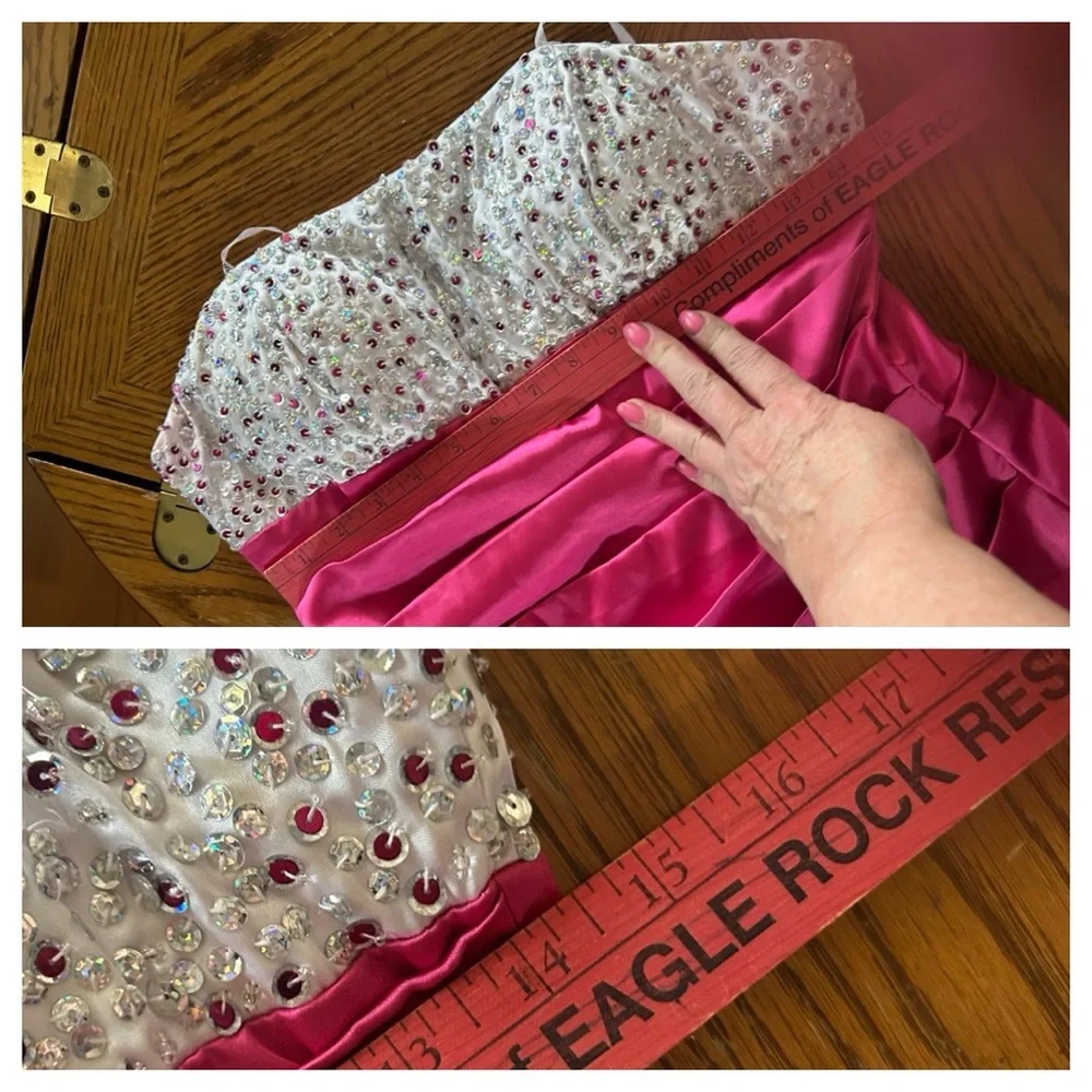 Strapless Sequined Gown Prom Dress w Detachable Train - Picture 10 of 16